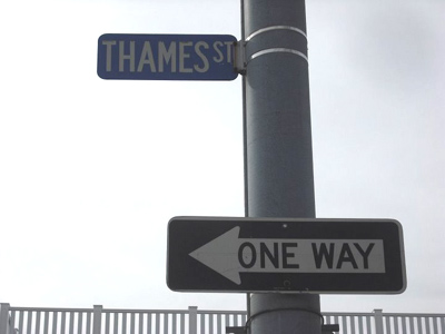 thames street one way sign Thames Street Newport Rhode Island