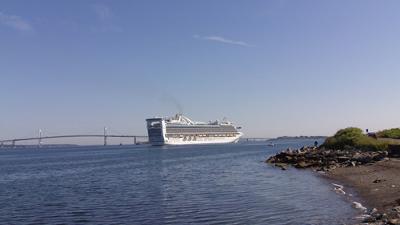 Dwarfing the Newport Bridge